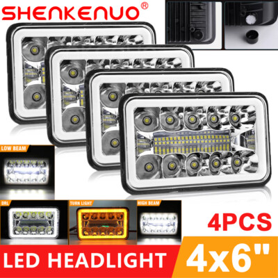 4PCS 4X6'' LED Headlights Hi/Lo Beam w/DRL For GMC C1500 C2500 C3500 C4500 C5500