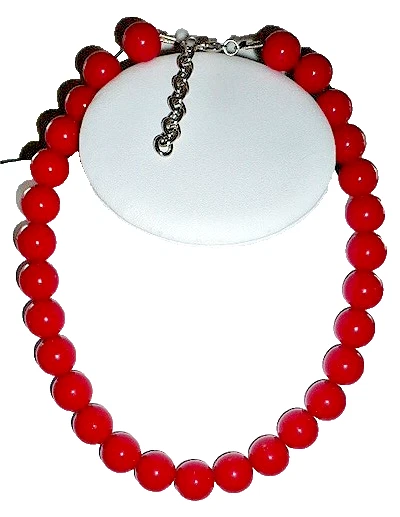 44 - 49 cm Statement Collier Kette ModeSchmuck rot silber NEU - Bild 1 von 3