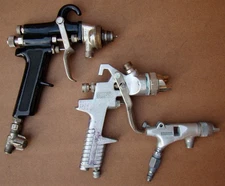 Lot of 3 Assorted Gravity Feed Paint Guns for Parts