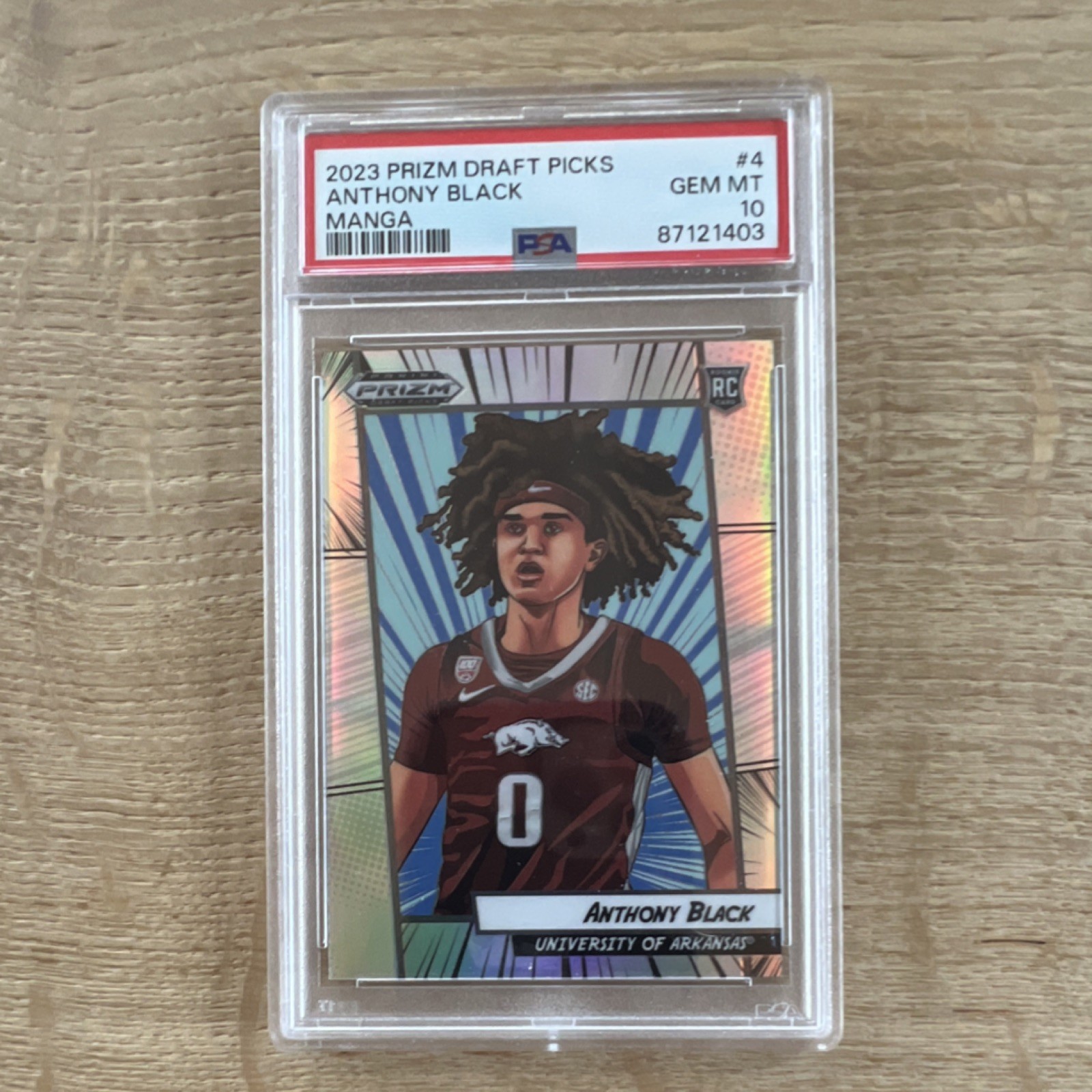 Panini 2023-24 Prizm Draft Picks Manga Anthony Black #4 Razorbacks Rookie PSA 10