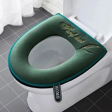 Toilet Seat Cover Soft Thicker Warmer Stretchable Washable Cushion Mat Bathroom