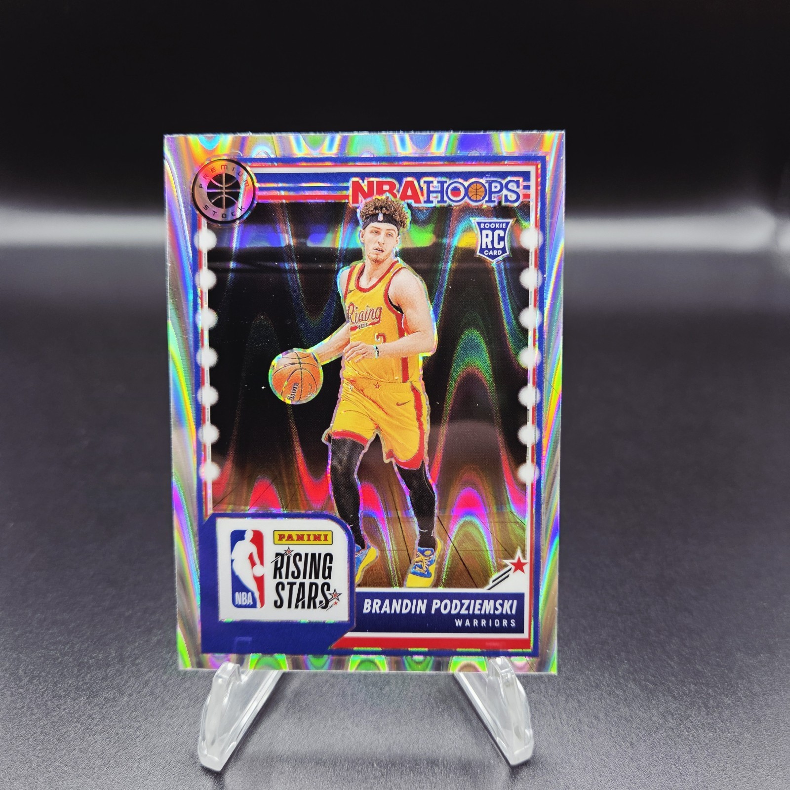 2023-24 Hoops Premium Stock Rising Star Seismic Prizm Brandin Podziemski RC #297