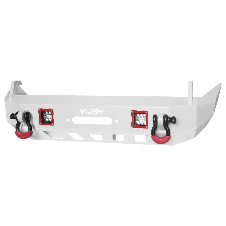Vijay Steel Front Bumper With LED Lights For 2007-2025 Jeep Wrangler JK JL JT Foto 3 de 4