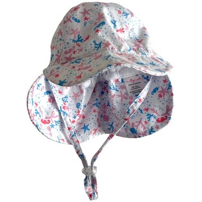 Millymook Baby Sun Hat 0-12M White Pink Blue Sea Life Beach Coastal Summer