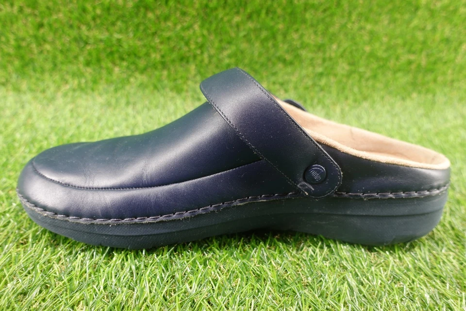 FitFlop Shoes Womens Size 10 Blue Leather Clogs Strap Slip On Comfort Mules - Image 2 of 4