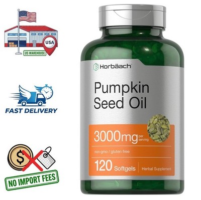 ACEITE DE SEMILLA DE CALABAZA 3000mg 120 Softgels PRENSADO EN FRÍO Omega 6 y 9