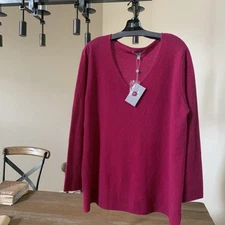 NWT Neiman Marcus Berry Cashmere V-Neck Sweater Size 2X MSRP $275