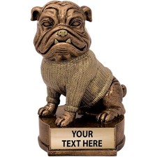 Crown Awards 4.5" Bulldog Mascot Trophy, Custom Engraved Resin Sculpture