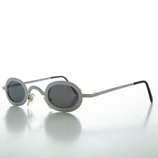 Oval Micro Vintage Sunglasses with Gray Lenses - Desert