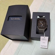 CASIO MTP-M305 Moon Phase Black Watch Used with Box and Manual