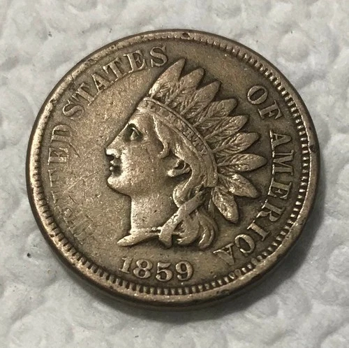 Vintage 1859 USA Indian Cent No Shield Very Fine