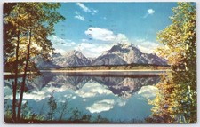 Vintage Jackson Lake Teton Range Wyoming Color Postcard 1960
