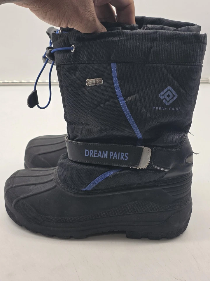 Dream Pairs Botas de Neve Juvenil Tamanho 4 Preto Isolado Cordão Alça Zíper - Imagem 4 de 4