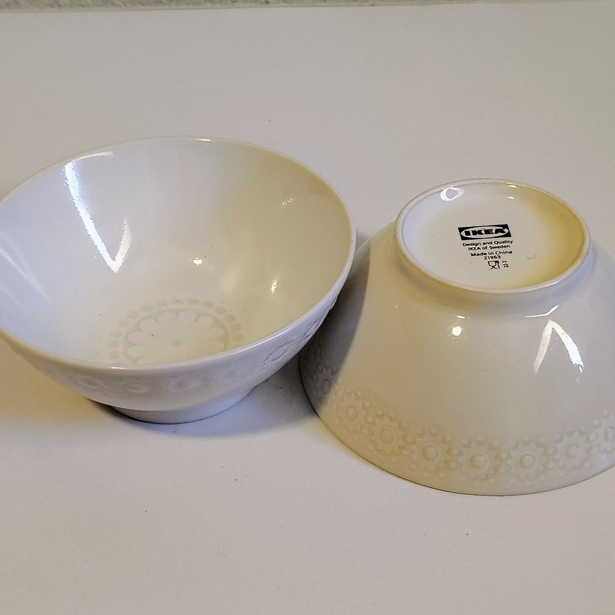 2 Ikea Floral Embossed Bowl Set 5.5