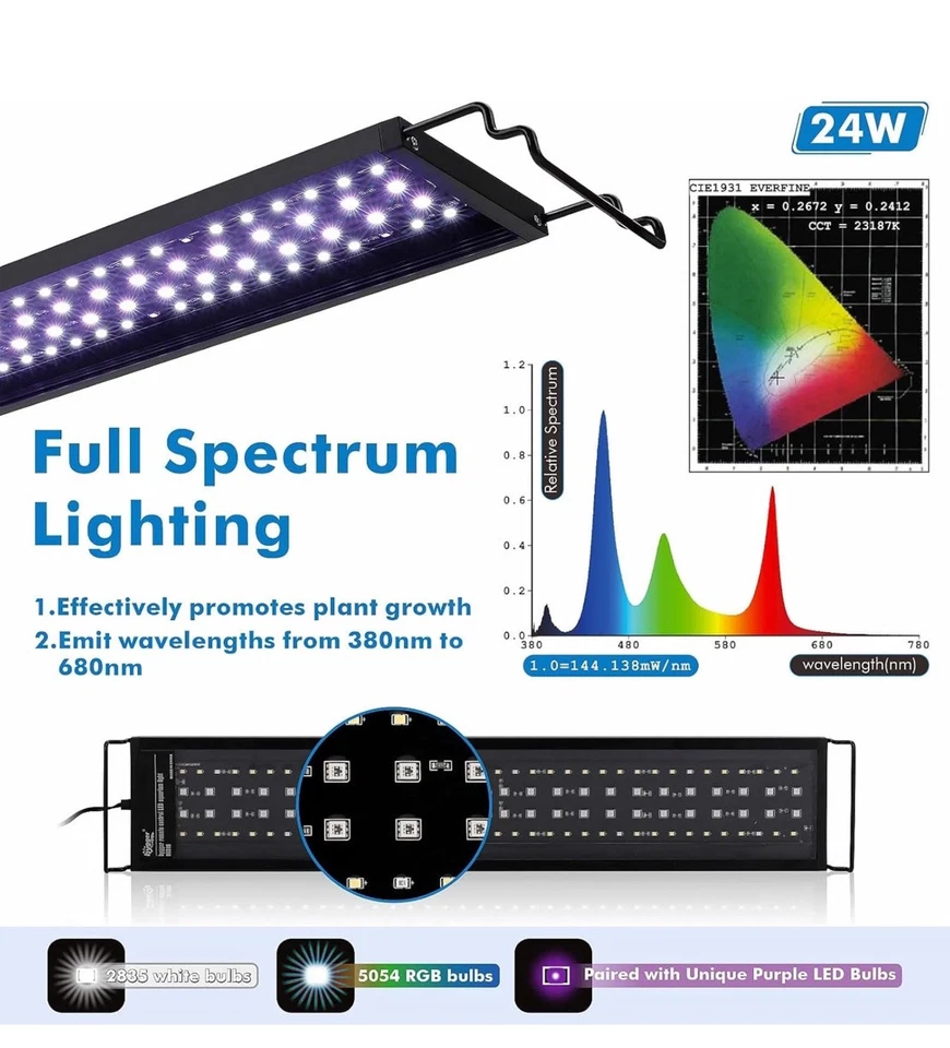 Hygger HG016-30W Remote Control LED Aquarium Light For Tanks 24”-30” (60.9-76cm) - Image 2 of 4