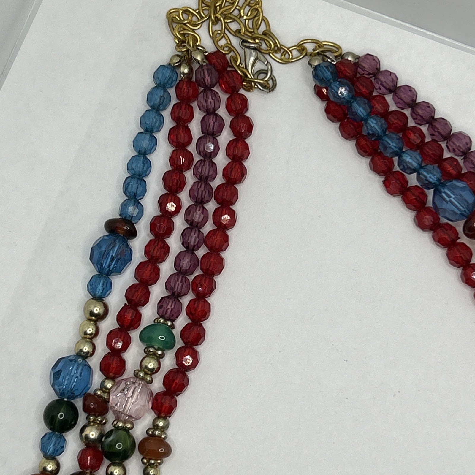 Multi Colored Multi Beaded 4 Multi Strand Necklac… - image 4