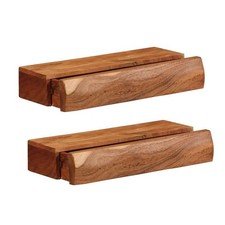 2x Wandregal mit Schubladen Massivholz Akazie Schweberegal Hängeregal Holzregal