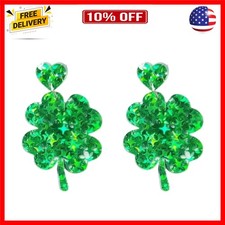 St. Patrick's Day Earrings Acrylic Irish Shamrock Dangle Earrings Green Lucky...