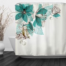 Green plant flower shower curtain waterproof bathroom decoration us new