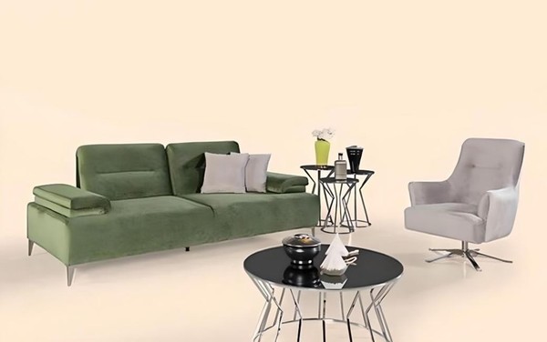 GrüN-WeißE Wohnzimmer Polster Garnitur 3-Sitzer Couch Sessel Luxus Couch-image