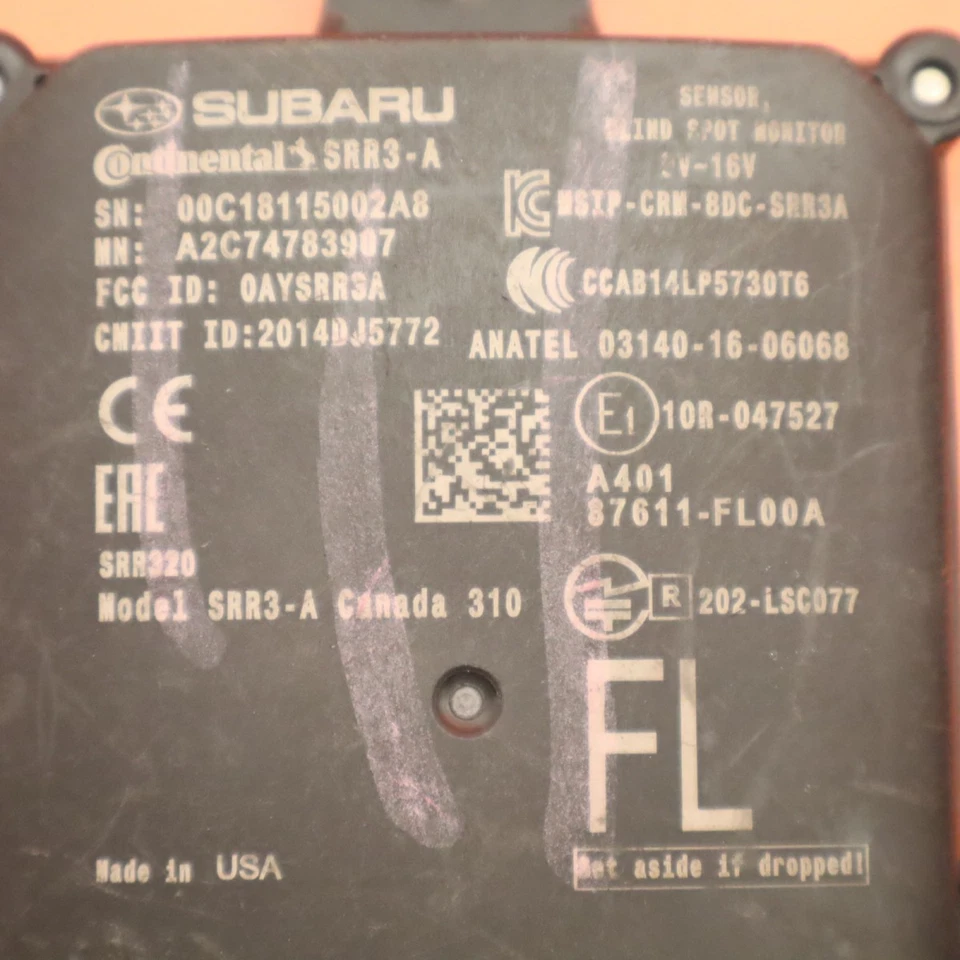 SUBARU IMPREZA RADAR BLIND SPOT REAR 2017 2018 87611-FL00A OEM - Image 3 of 4