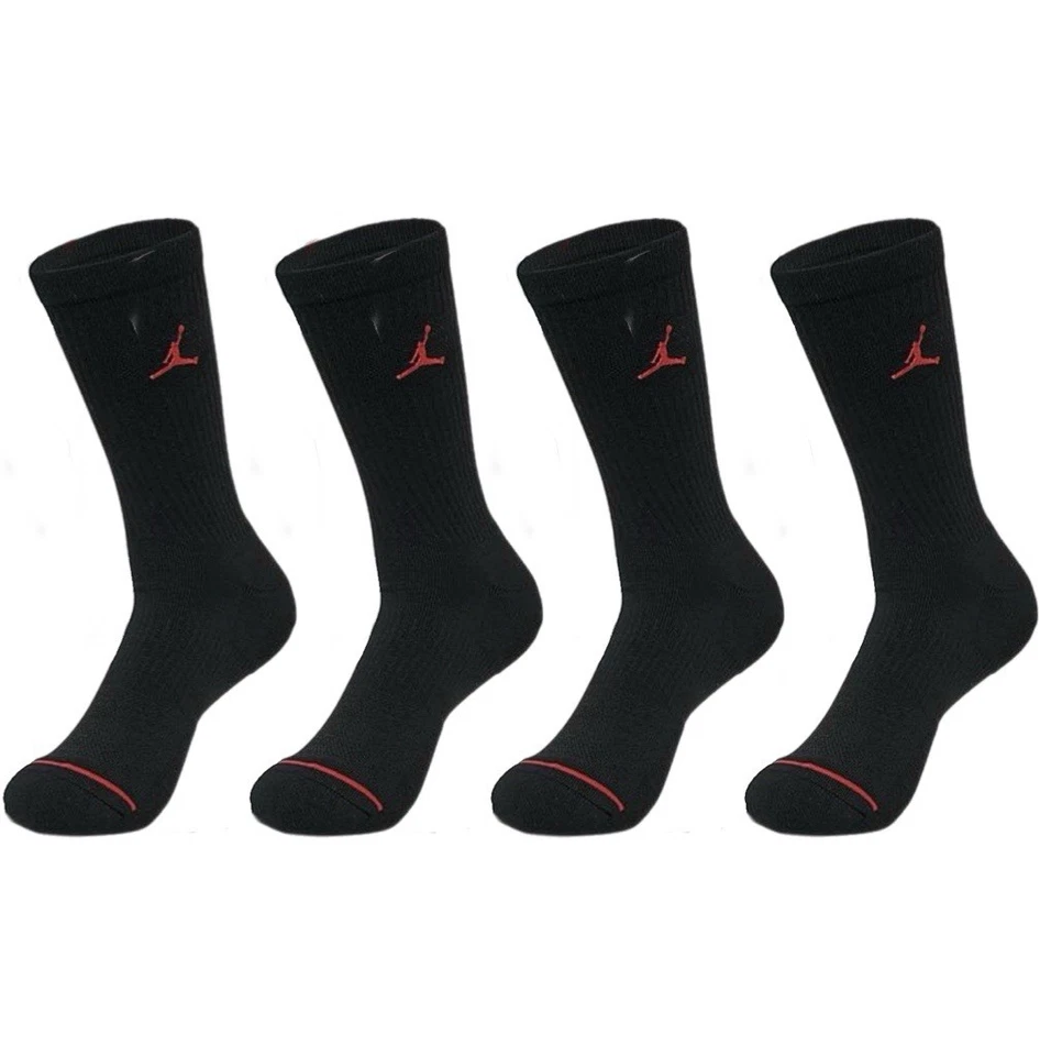 4 Paires Nike Air Jordan Tous les Jours Chaussettes Crew Noir Taille L (8-12) - Photo 1/1