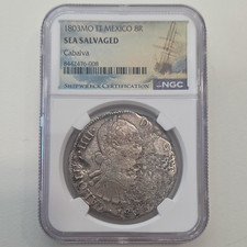 1803 Mo FT Mexico Silver 8 Reales Milled Bust-Type Sea Salvaged NGC KM#109