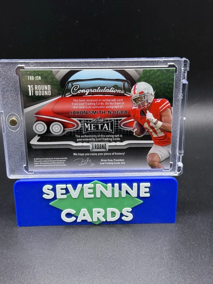 2023 Leaf Metal Jaxon Smith-Njigba 1st Round Bound GREEN Auto 1/2 Seahawks RC - Image 2 of 3