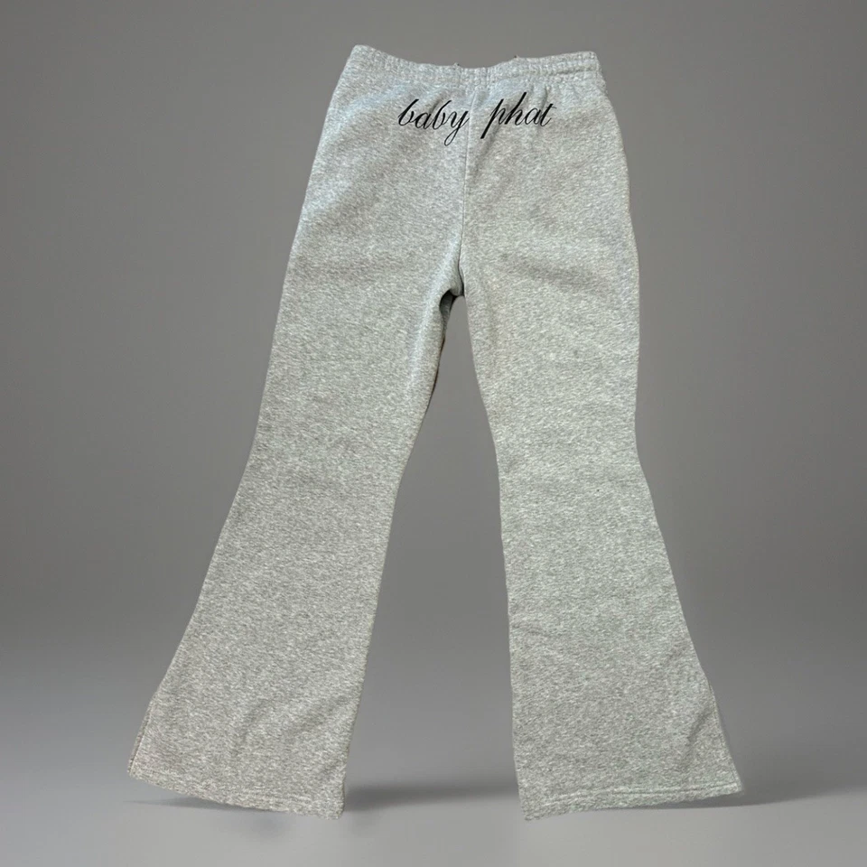 BABY PHAT Gris Acampanado Pierna Ancha Sudor Salón Atlético Bolsillo Pantalones Mujeres LG Y2K Foto 2 de 4
