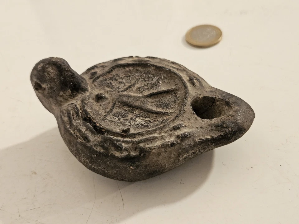 Ancienne LAMPE A HUILE ROMAINE  A DECOR Personnage Terre Cuite Curiosité Old - Photo 2/4