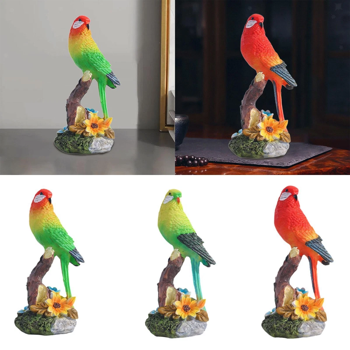 Statuette Perroquet En Fer – Style Antique, 35cm, Multicolore, Neuve