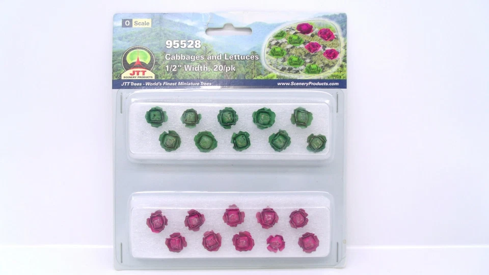 MRC JTT Scenery O Cabbages Lettuces Garden Plants 1/2" Width Train 20/pk 95528 - Image 2 of 3
