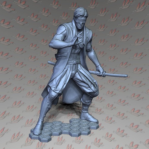 Kenshi 3D gedruckte Figur - Mortal Kombat Blind Swordsman Sammlerstück - Bild 3 von 8