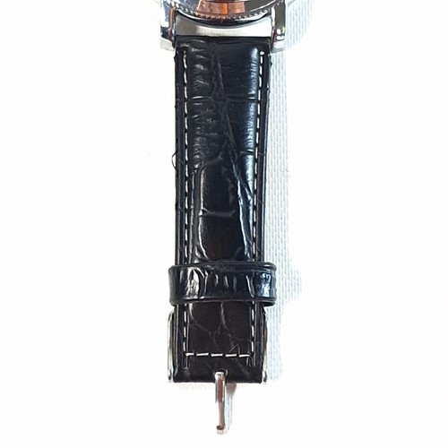 Olipai Mens Automatic Mechanical Moonphase 24 Hour Black Leather Band Watch - Picture 5 of 12
