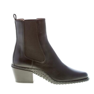 TOD'S damen schuhe schwarz leder almond toe western stiefelette micro-gommini