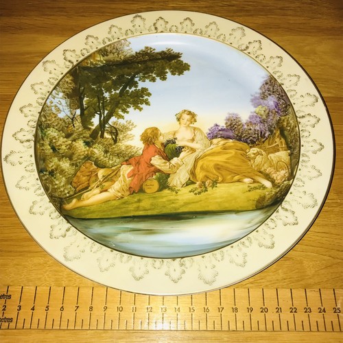 Pair 26cm Plates Francois Boucher Shepherd Style Vintage Cottage Wall Plates - Picture 12 of 12