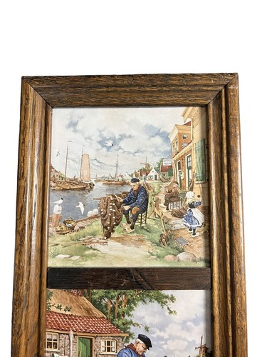 Vtg Royal Moss Holland Tiles - 6"x6" Set of 3 Framed Cobbler Horse Rope Maker - Picture 5 of 8
