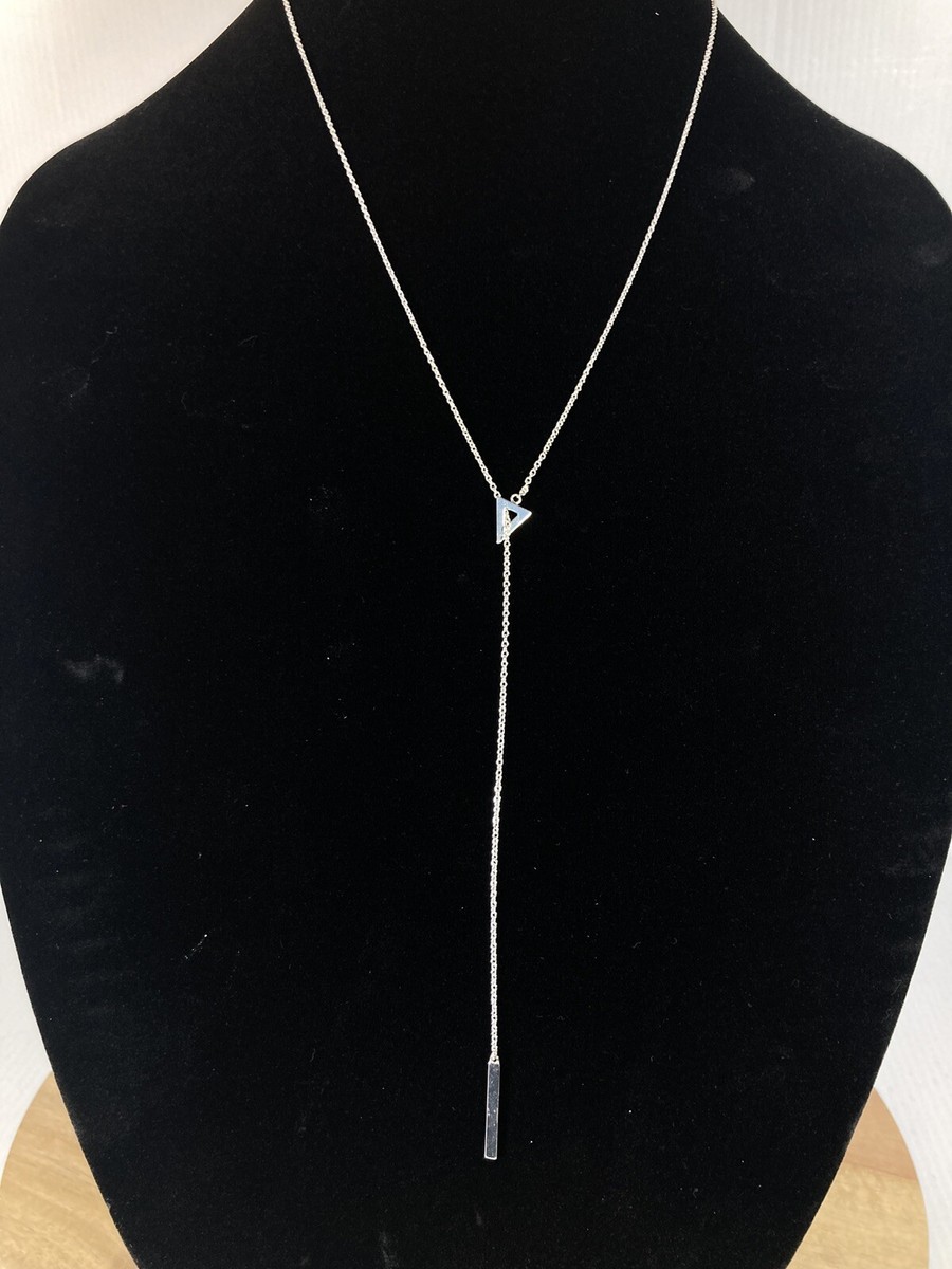 Stella & Dot Triangle Lariat Silver Necklace - Gorgeous