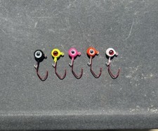 Lot Of 12 Painted Crappie Jigheads In Varying Colors & Sizes, 1/32oz to 3/16oz