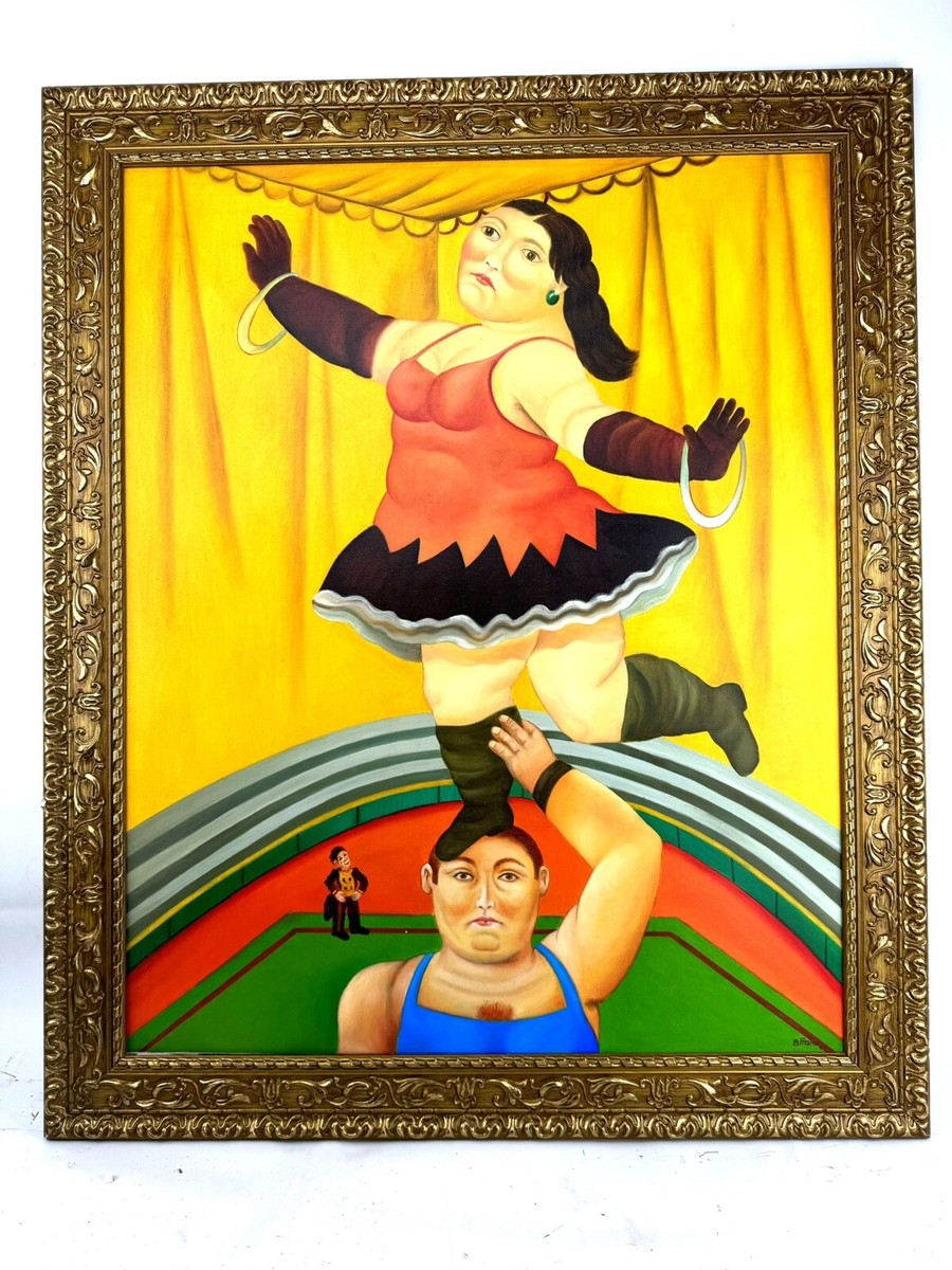 Vintage Oil on canvas signed Fernando Botero framed gold of