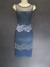 Scarlett Dark Blues Ombre Lace Sheer Mesh Sleeveless Formal Party Sheath Dress 6