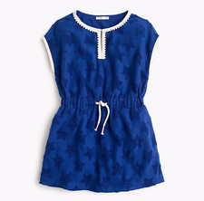 J.CREW CREWCUTS GIRLS BLUE SHORT SLEEVE STARS TERRY UPF 50 COVER UP DRESS Sz 2