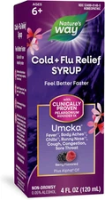 Nature's Way Cold+Flu Relief Syrup, Umcka, Fever, Sore Throat, Cough, 4 Fl Oz