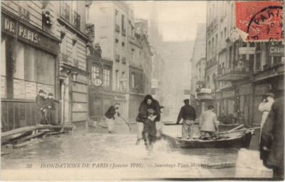 CPA Inondation 1900 Paris Place Maubert Sauvetage FRANKREICH (990813)