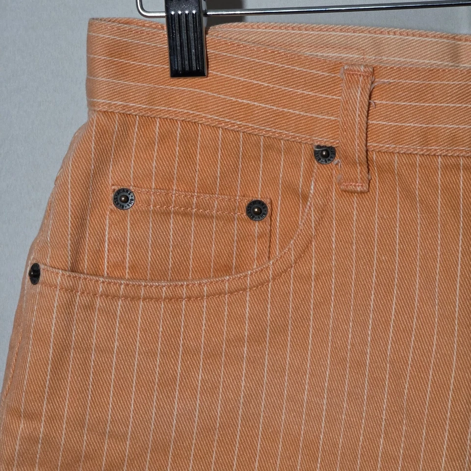🍊 Dreamscicle 🍊 Pantalones Cortos Vintage Mamá Talla 6 Bill Blass Denim Naranja Rayas Foto 4 de 4