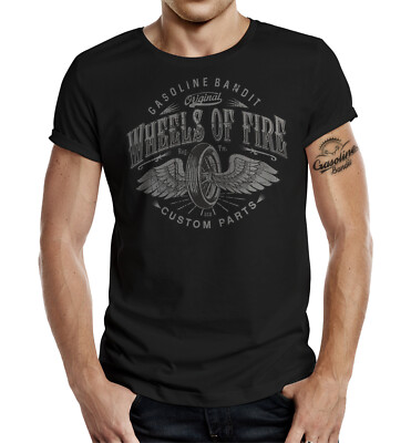 Biker Motorrad T-Shirt Gasoline Bandit Wheels of Fire Wings S - 4XL