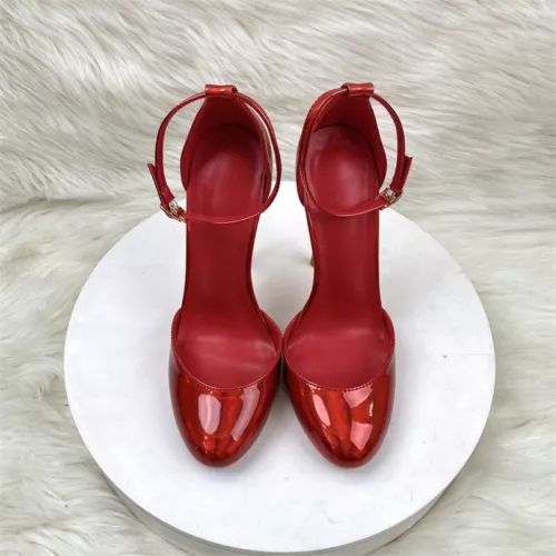 Women's Round Toe High Heels Pumps Ankle Strap Shoes Party Heel Red Lining Sexy - Afbeelding 2 van 11