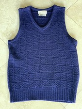 Vintage Navy Blue Knit Vest / Made in USA Old World Yarn and Work