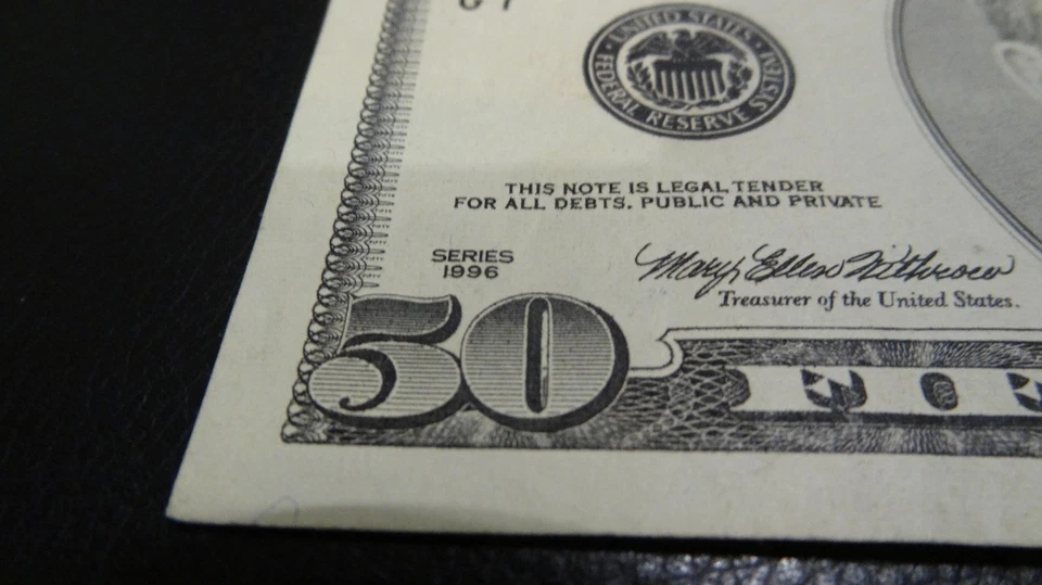 FEDERAL RESERVE NOTE 1996 $50 DOLLAR BILL IN GREAT CONDITION!!!!! - Image 2 of 3