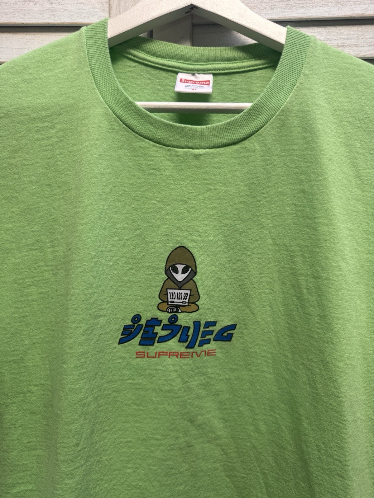 Men’s Casual Y2K Shirt Supreme Alien Tee Lime thumbnail 6